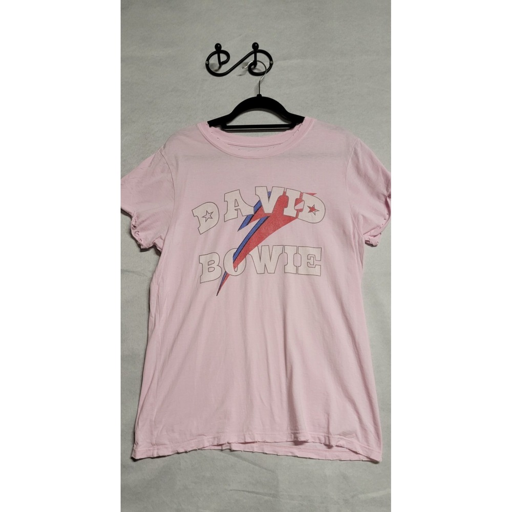 Pink Ss Recycled Karma David Bowie Lettering Tshirt Size L